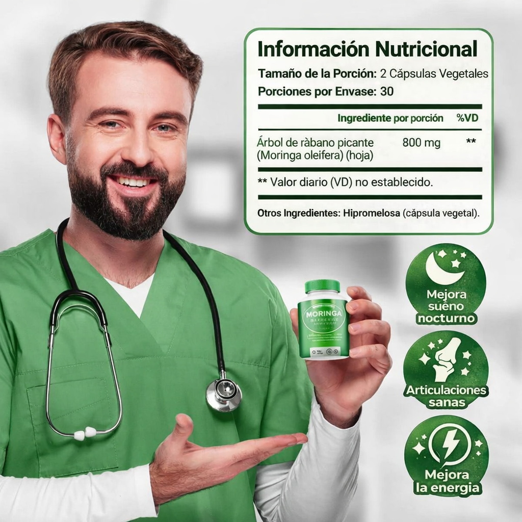 Cápsulas de Polvo de Moringa